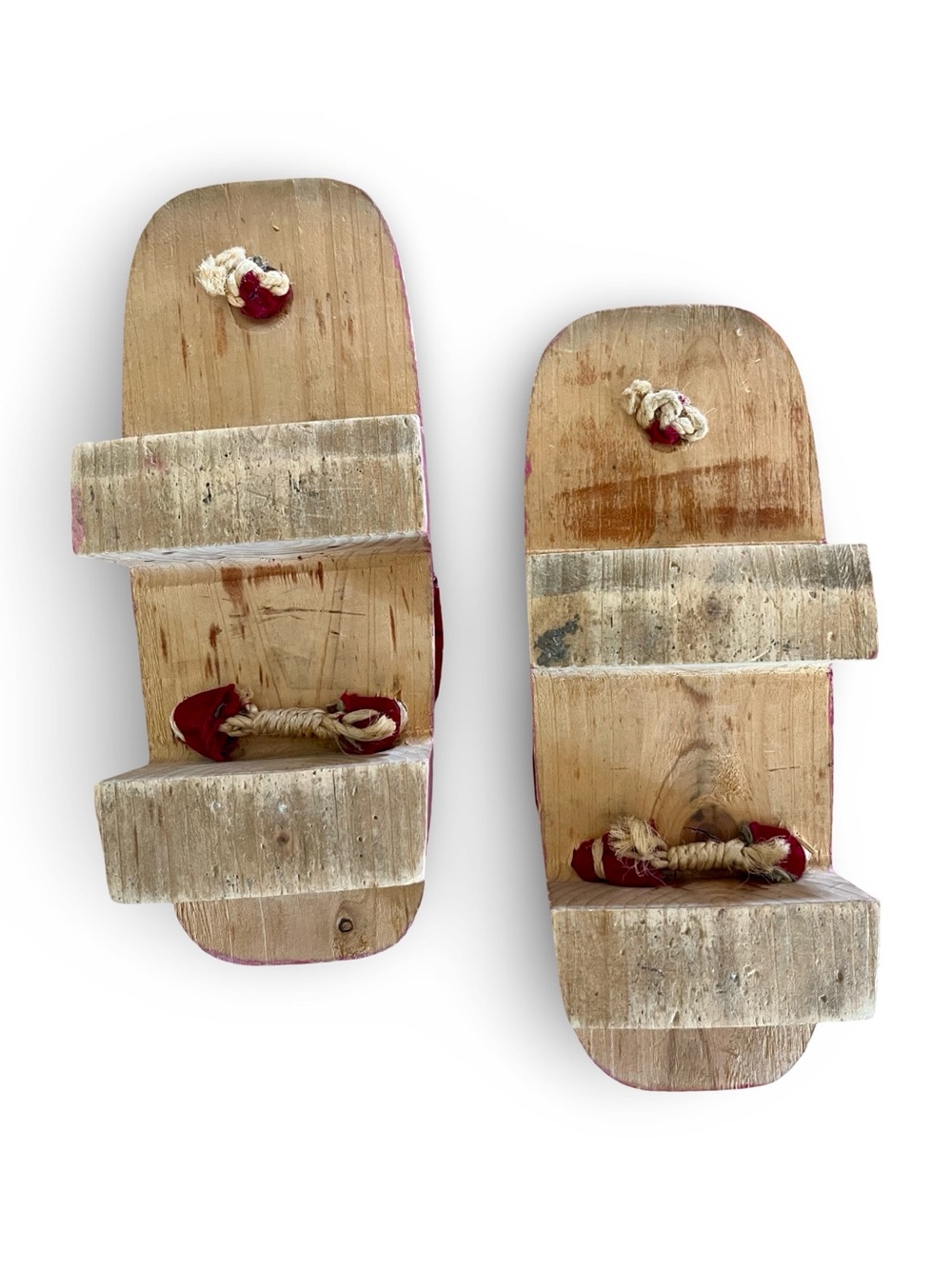 Vtg 1940s 1950s Japanese Wooden Geta Sandals Velvet Crane Embroidered Clogs - Picture 7 of 7